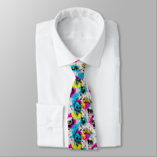 Graffiti Pattern with Neon Colors and Urban Grunge Neck Tie