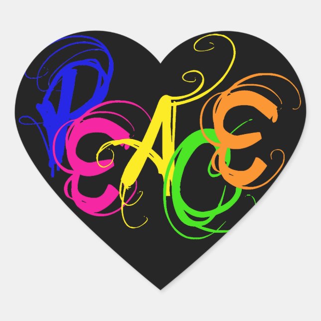 Graffiti Peace Heart Sticker (Front)