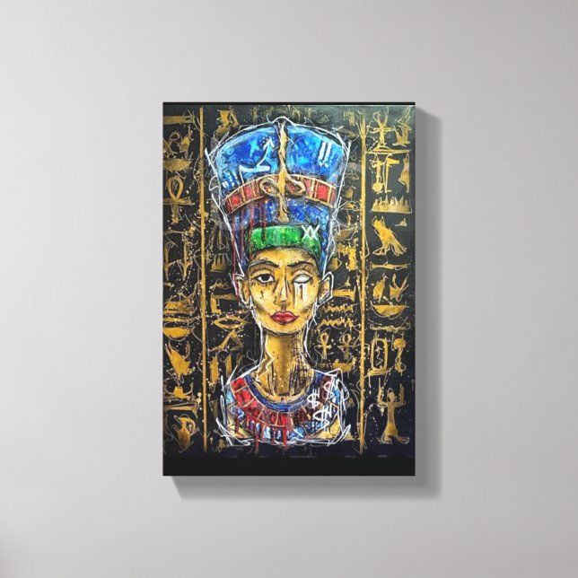 Graffiti Pharaoh Queen Nefertiti Canvas Print (Front)