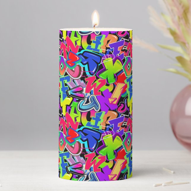 Graffiti Pillar Candle (In Situ)