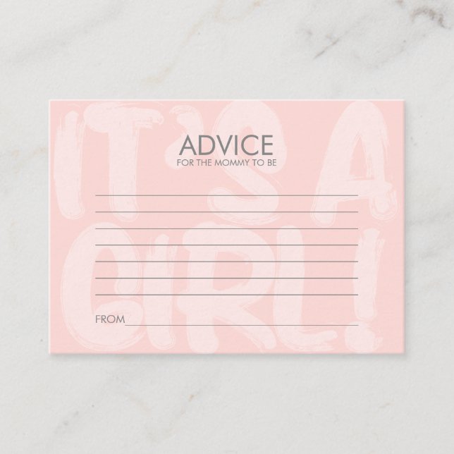 Graffiti Pink Baby Shower Advice Card For Mom (Front)