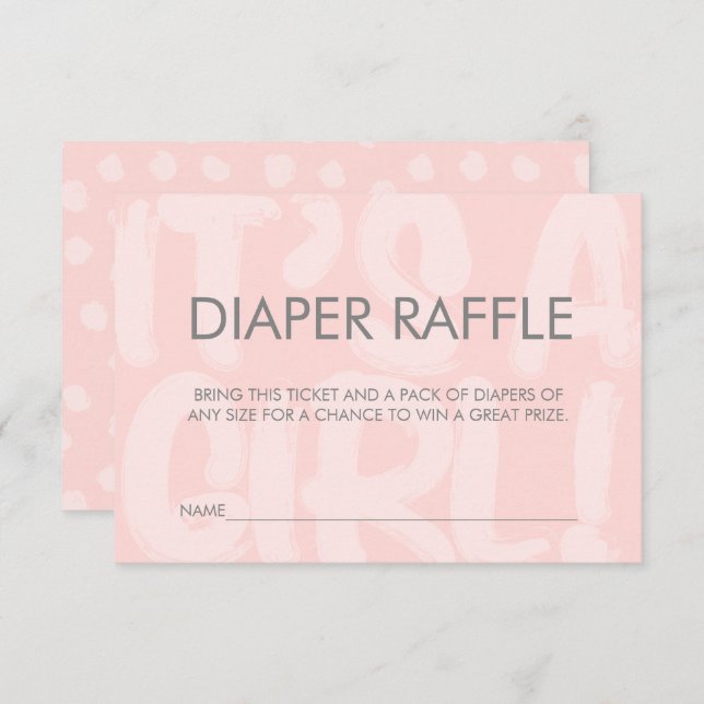 Graffiti Pink Baby Shower Diaper Raffle Ticket Invitation (Front/Back)