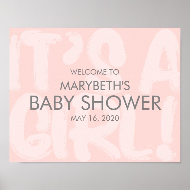 Graffiti Pink Baby Shower Welcome Sign (Front)