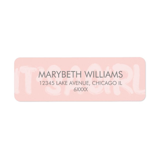 Graffiti Pink Its A Girl Baby Shower Address Label (Front)
