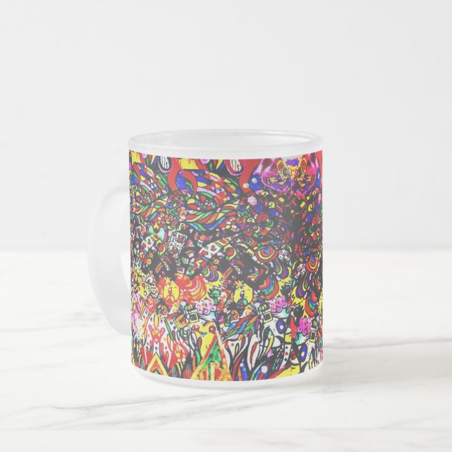 Graffiti Pollination by BelloNovaInk Frosted Glass Coffee Mug (Front Left)