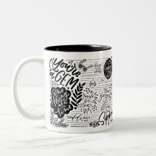 Graffiti Positivity Handlettered Two-Tone Coffee Mug