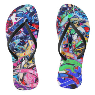Graffiti print flip flops