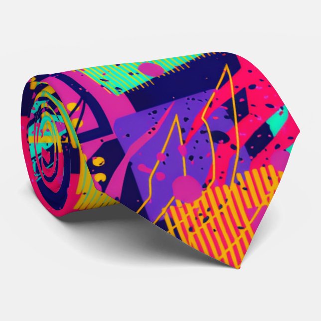 graffiti print teen abstract pattern background  neck tie (Rolled)