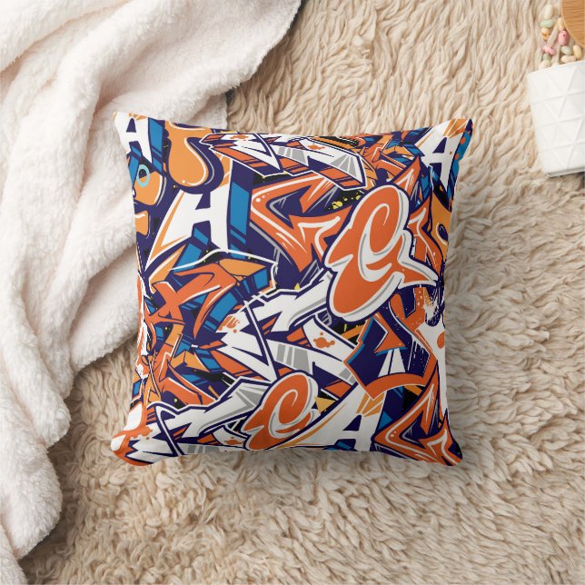 graffiti print teen abstract pattern background  throw pillow (Blanket)
