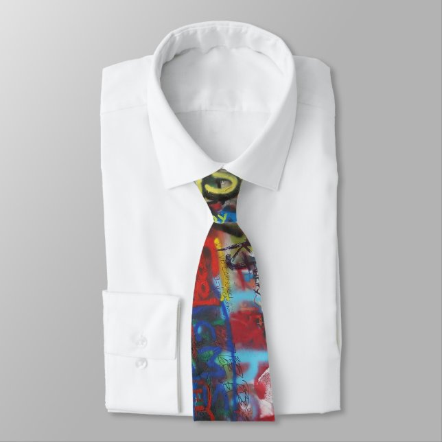 Graffiti print teen pattern background neck tie (Tied)