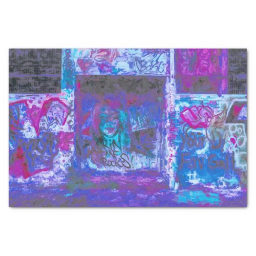 Graffiti Purple Pink Urban Grunge Street Wall Art Tissue Paper