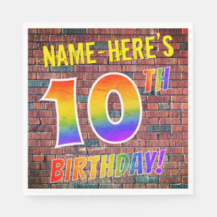 Graffiti Rainbow Look 10TH BIRTHDAY! + Custom Name Napkins