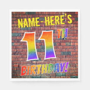 Graffiti Rainbow Look 11TH BIRTHDAY! + Custom Name Napkins