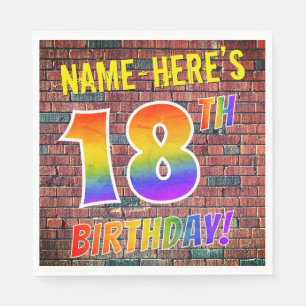 Graffiti Rainbow Look 18TH BIRTHDAY! + Custom Name Napkins
