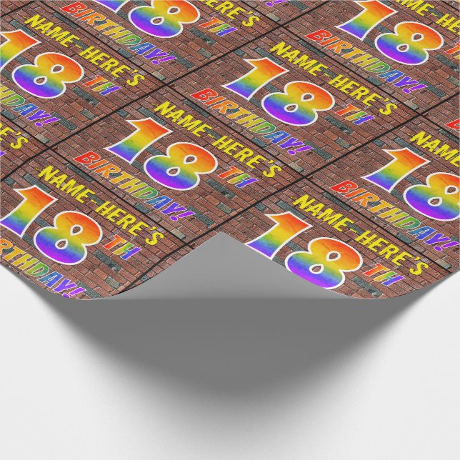 Graffiti Rainbow Look 18TH BIRTHDAY! & Custom Name Wrapping Paper (Corner)
