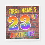 [ Thumbnail: Graffiti Rainbow Look 23rd Birthday! + Custom Name Napkins ]