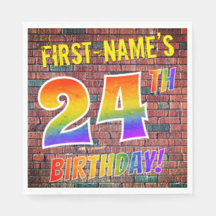 Graffiti Rainbow Look 24TH BIRTHDAY! + Custom Name Napkins