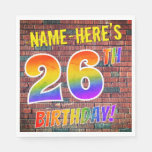 [ Thumbnail: Graffiti Rainbow Look 26th Birthday! + Custom Name Napkins ]