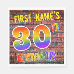 Graffiti Rainbow Look 30TH BIRTHDAY! + Custom Name Napkins