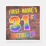 [ Thumbnail: Graffiti Rainbow Look 31st Birthday! + Custom Name Napkins ]