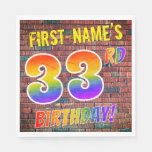 [ Thumbnail: Graffiti Rainbow Look 33rd Birthday! + Custom Name Napkins ]