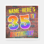[ Thumbnail: Graffiti Rainbow Look 35th Birthday! + Custom Name Napkins ]