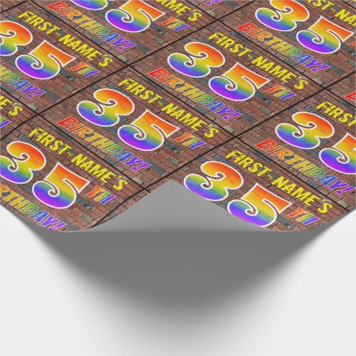 Graffiti Rainbow Look 35TH BIRTHDAY  Custom Name Wrapping Paper