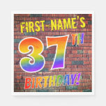 [ Thumbnail: Graffiti Rainbow Look 37th Birthday! + Custom Name Napkins ]