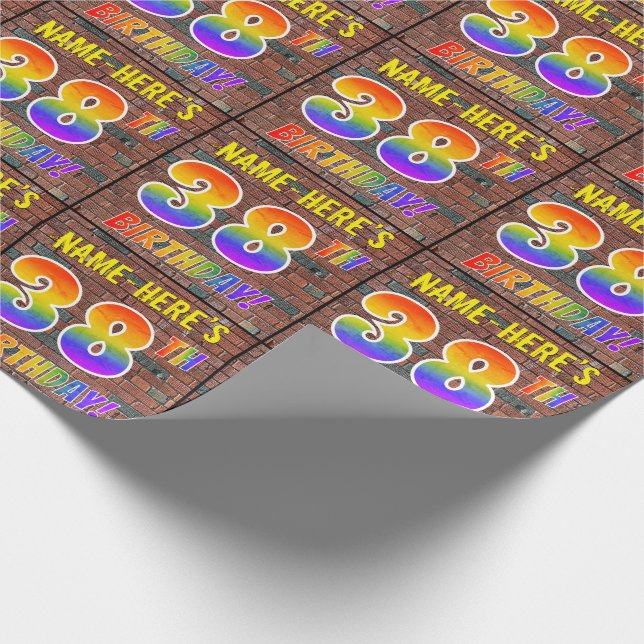 Graffiti Rainbow Look 38TH BIRTHDAY! & Custom Name Wrapping Paper (Corner)