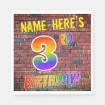 [ Thumbnail: Graffiti Rainbow Look 3rd Birthday! + Custom Name Napkins ]