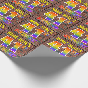 Graffiti Rainbow Look 41ST BIRTHDAY! & Custom Name Wrapping Paper