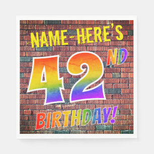 Graffiti Rainbow Look 42ND BIRTHDAY! + Custom Name Napkins