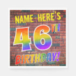 [ Thumbnail: Graffiti Rainbow Look 46th Birthday! + Custom Name Napkins ]