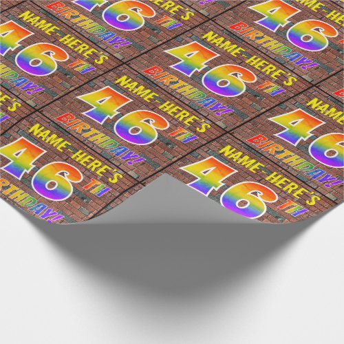 Graffiti Rainbow Look 46TH BIRTHDAY  Custom Name Wrapping Paper