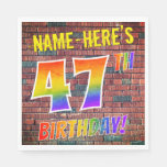 [ Thumbnail: Graffiti Rainbow Look 47th Birthday! + Custom Name Napkins ]
