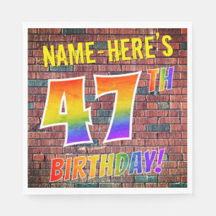 Graffiti Rainbow Look 47TH BIRTHDAY! + Custom Name Napkins