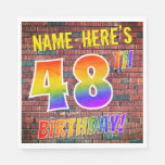 [ Thumbnail: Graffiti Rainbow Look 48th Birthday! + Custom Name Napkins ]