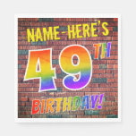 [ Thumbnail: Graffiti Rainbow Look 49th Birthday! + Custom Name Napkins ]