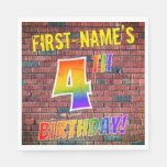 [ Thumbnail: Graffiti Rainbow Look 4th Birthday! + Custom Name Napkins ]