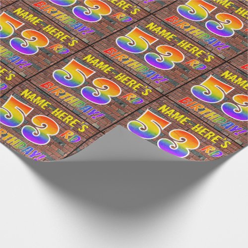 Graffiti Rainbow Look 53RD BIRTHDAY  Custom Name Wrapping Paper