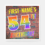 [ Thumbnail: Graffiti Rainbow Look 54th Birthday! + Custom Name Napkins ]