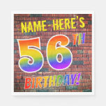 [ Thumbnail: Graffiti Rainbow Look 56th Birthday! + Custom Name Napkins ]
