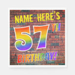 [ Thumbnail: Graffiti Rainbow Look 57th Birthday! + Custom Name Napkins ]