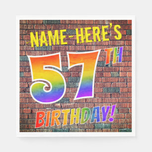 Graffiti Rainbow Look 57TH BIRTHDAY! + Custom Name Napkins