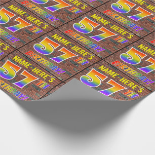 Graffiti Rainbow Look 57TH BIRTHDAY! & Custom Name Wrapping Paper