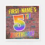 [ Thumbnail: Graffiti Rainbow Look 5th Birthday! + Custom Name Napkins ]