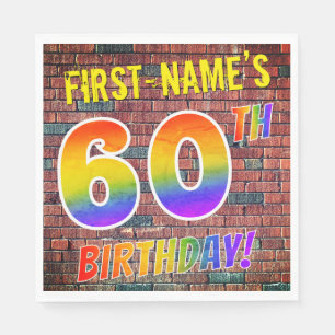 Graffiti Rainbow Look 60TH BIRTHDAY! + Custom Name Napkins