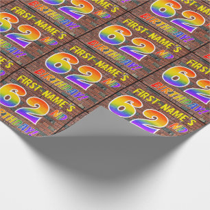 Graffiti Rainbow Look 62ND BIRTHDAY! & Custom Name Wrapping Paper