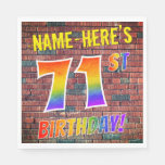 [ Thumbnail: Graffiti Rainbow Look 71st Birthday! + Custom Name Napkins ]