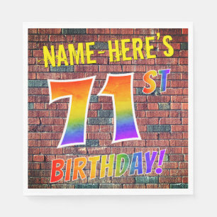 Graffiti Rainbow Look 71ST BIRTHDAY! + Custom Name Napkins